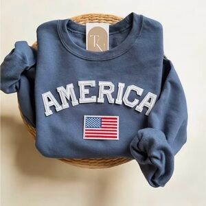 Eleanor Retro America Flag Crew Neck Sweatshirt